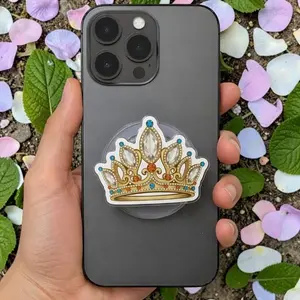 Fairytale Princess Crown MagSafe Phone Grip, Magnetic Pop Socket, Golden Tiara Phone Holder, Fantasy Royal Gift for iPhone Kindle