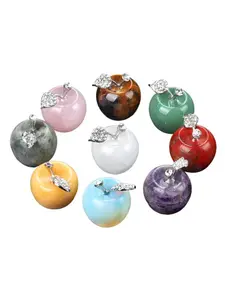 3/5pcs Natural Stone Apple Statue, Fruit Sculpture, Healing Crystal, Home Decor, Collectible Gift, DIY Creative Decoration, Easter, Ramadan