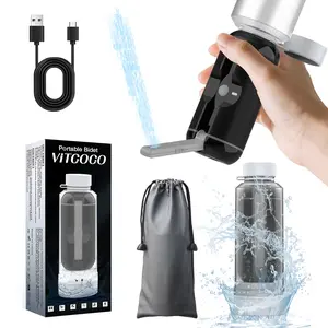 VITCOCO Convenient Travel Electric Portable Bidet - Rechargeable High Pressure Handheld Sprayer with Adaptor, Waterproof Baby-Friendly Electric Bidet for Women & On-the-Go Cleaning