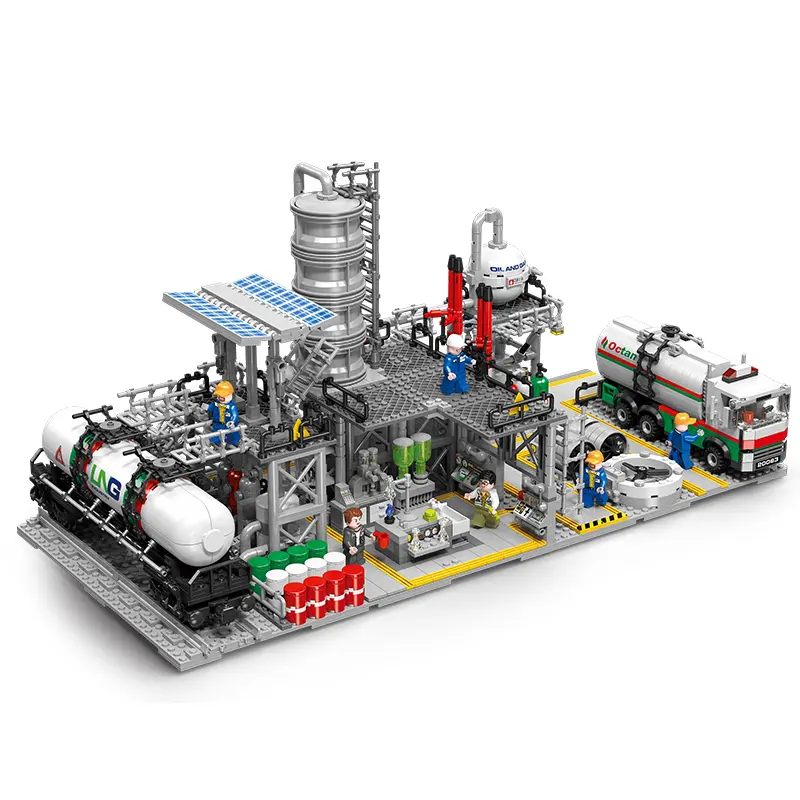Chemical Plant Building Blocks - Industrial Style, 3 - in - 1 Scenarios (Gas Storage + Lab + Loading Station), Great for Engineering Fans & DIY Lovers, Ideal for Desk Display