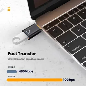 2pcs 10A OTG USB 3.0 to Type-C Adapter Set, Including 1*Type C Female to A Male Charging Converter And 1*USB C Male to USB 3.0 Female OTG Adapter, Suitable for Xiaomi, Samsung Laptops, Apple Watch, Electronic Brands, Airpods, And Car Use