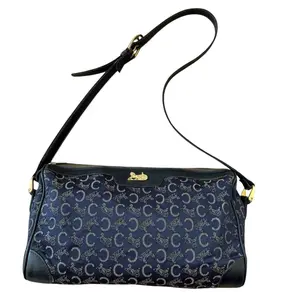 Pre-owned Celine Shoulder Bag Shoulder Bags Vintage C Macadam Blue Canvas And Leather Authentic With COA