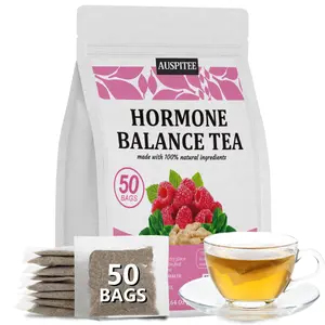 ULTHMOK Hormone Balance Tea Bags 2.64oz(1.5g*50) Ginger Root Spearmint Leaves Nettle Leaves Red Raspberry Herbal Tea Natural Ingredients Beverage