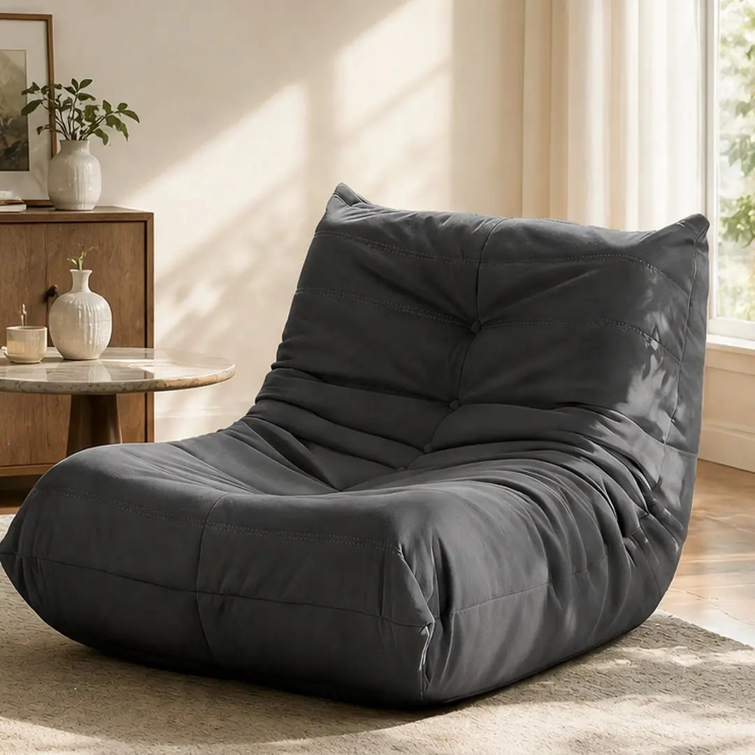 ARCH Luxury Button-Tufted Gray Flannelette Corduroy Accent Chair - Memory Foam Comfy Modernist, Moveable, Single-Seat, Wide Indoor Lounger for Living Room, Bedroom (1pc, 19.00 lb, No Assembly Needed), Modernist Indoor Loungers, Moveable Indoor Loungers