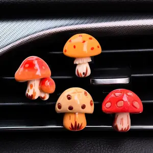 4pcs Car interior accessories with cute mushroom decorations on the air vents add vitality to the car interior Girly Car Accessories