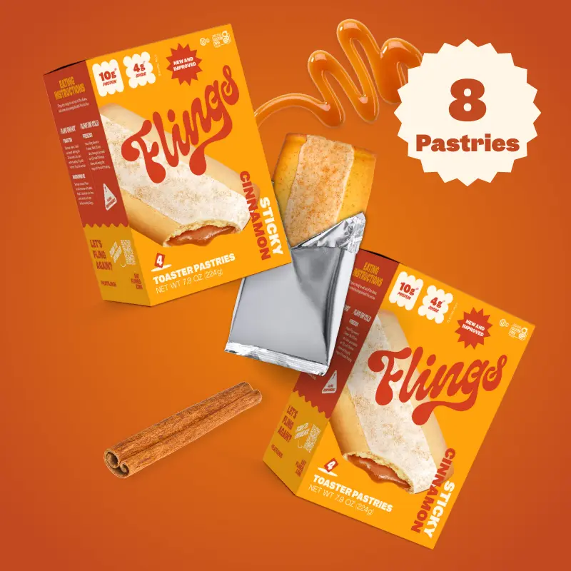 Cinnamon Protein Pastries - 8 pastries - 10G Protein, Low Sugar, Snack Bar - Real Ingredients