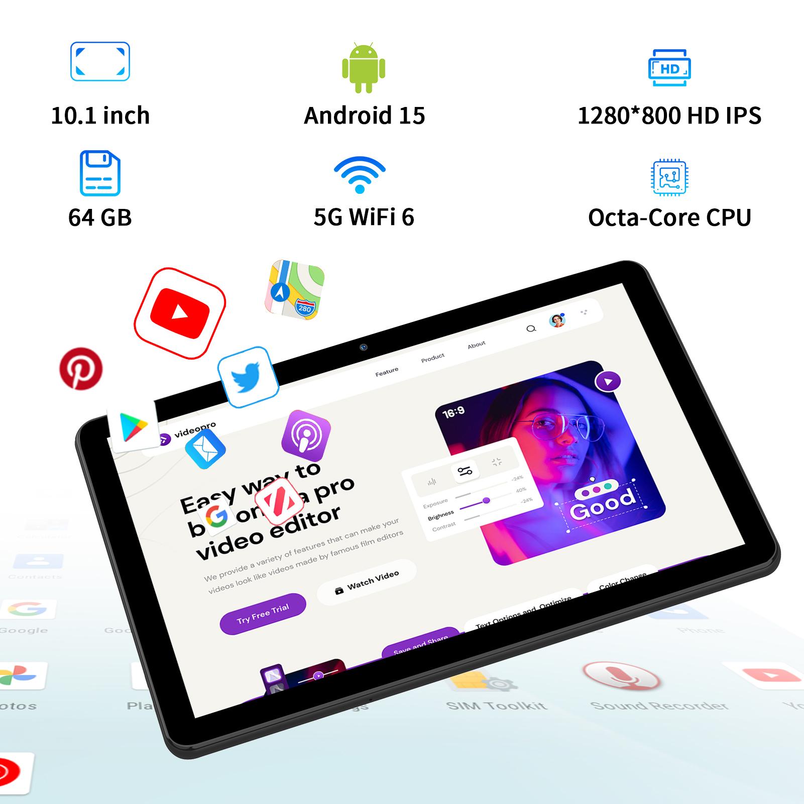 [Spring Glow Up] PRITOM 2026 Android 15 Tablet 12GB(4+8)RAM 64GB ROM With Bluetooth Audio Dual Cameras 2-in-1 Detachable Keyboard Set 10.1-inch Screen Perfect Valentine’s Gift & Back-to-School Gift