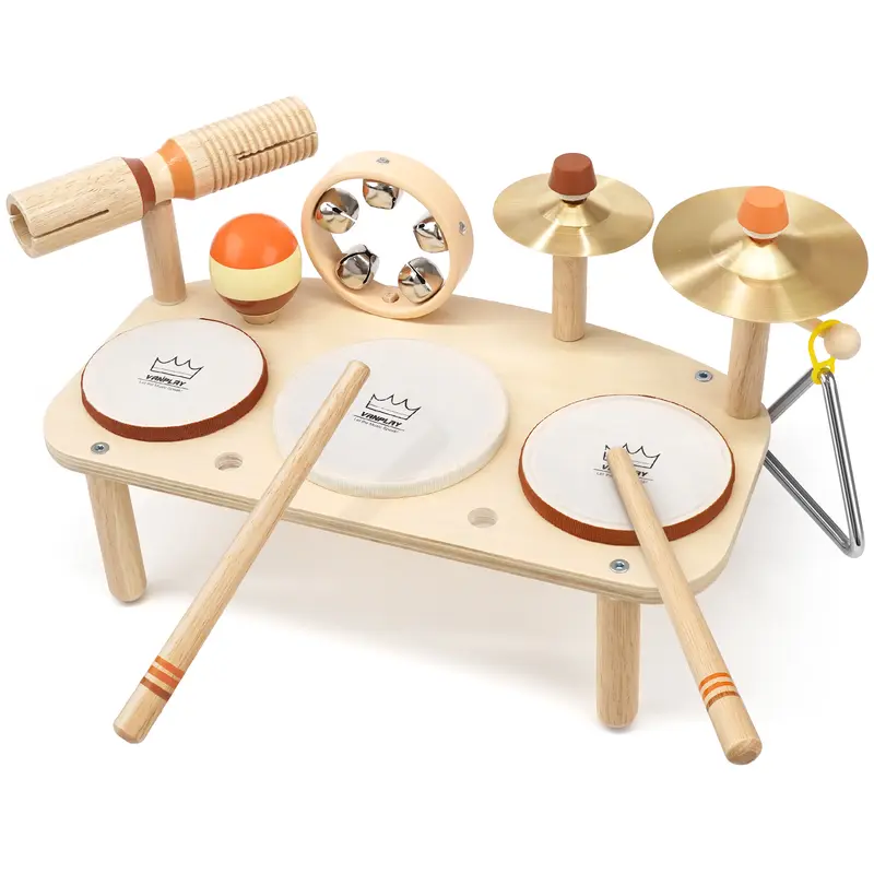 Joyreal Drum Set Toys for Kids, Wooden Musical Instruments Toys Set for Kids, Montessori Toys for Toddler, Christmas Birthday Presents,#backtoschool