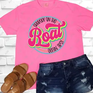 Errbody On The Boat Gettin Tipsy Adult Neon Pink Comfort colors T-shirt Womenswear Comfortable Fit Summer shirts women
