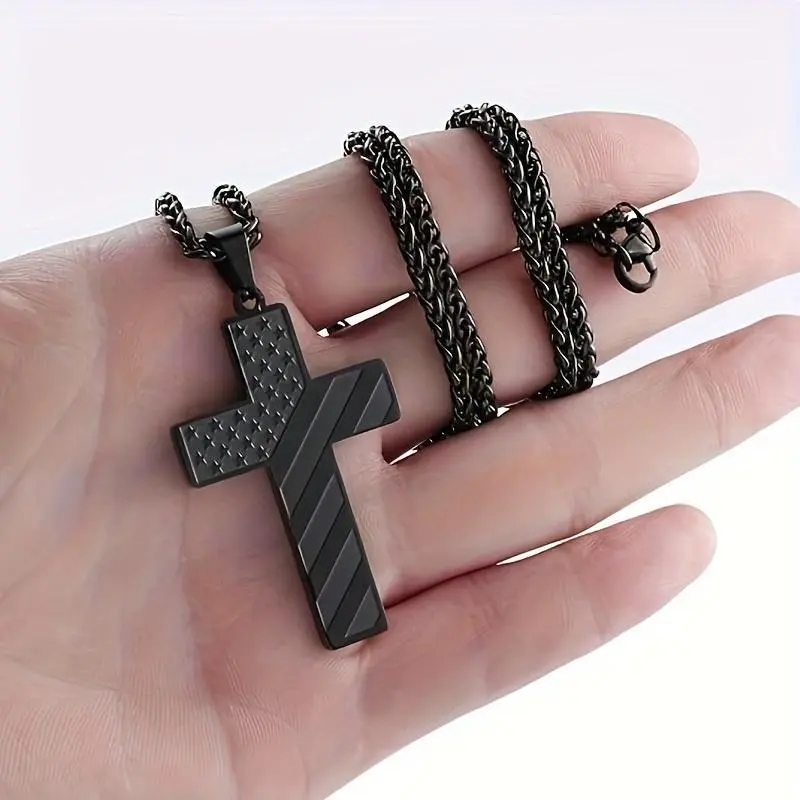 Durable Stainless Steel Bible Verse Necklace with USA Flag & Cross Design - Inspirational Spiritual Jewelry Gift for Men & Women - Faith & Patriotism Combined