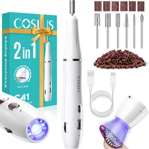 COSLUS C41 Wireless Electric Nail File: 2-in-1 nail drill tool with quick-drying function for gel, acrylic, and powder nails; variable speed control; ideal for home use and beginners;callusremover ; Cordless Manicure Set,Lightweight Compact