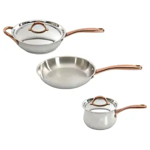 BergHOFF Ouro Gold 5Pc 18/10 SS Starter Set, Rose Gold Handles