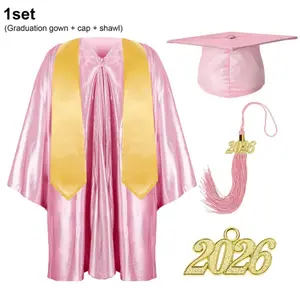 Satin Shiny Kindergarten Graduation Cap and Gown Set, 2026 Congrats Grad Outfit with Tassel, Graduation dress for Class of 2026 Photoshoot,Satin Kindergarten Graduation Outfitfor Son DaughterNephew Pre-K Preschool Kindergarten Clothes