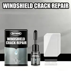 Car windshield crack repair fluid, car windshield repair kit, windshield crack repair tools, glass repair fluid for repairing shattered and star-shaped cracks, multi-purpose interior cleaner.