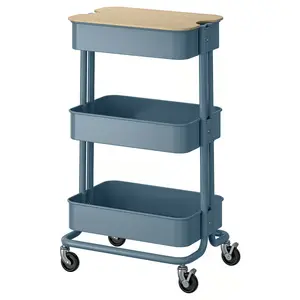 Trolley with lid, gray-blue, 13 3/4x17 3/4x30 3/8 "