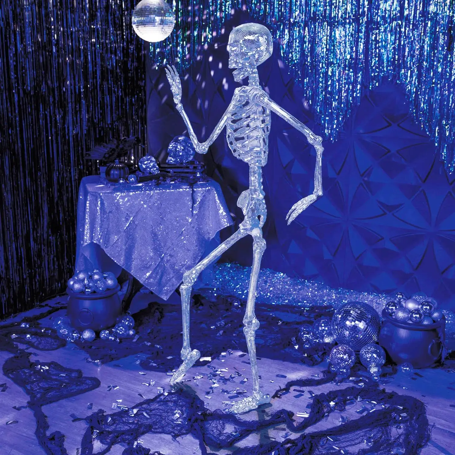Posable Disco Skeleton Halloween Decoration, 5 Ft.