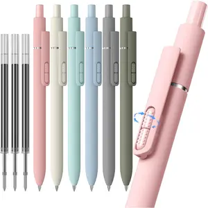 9 count Ballpoint Pens Black Ink, 1.0mm Medium Point Smooth Writing Ball Point Pens, High-end Long Lasting Retractable Pen for Home Office (6 Pens with 3 Refills)