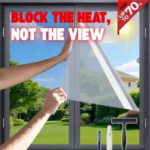 Window Privacy Film See Out Not in, One Way Privacy Window Film, Removable Window Tint for Home, Reflective Static Cling Window Film Heat Blocking, Black...