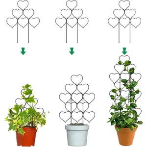 Indoor Plant Trellis for Climbing Plants, Stackable Garden Trellis for Potted Plants, Small House Plant Trellis for Vine Ivy Flower Plant Support Outdoor DIY Metal Trellis 3 Pack, Black