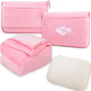 Blanket Pillow for Airplane Travel Essentials - 3 In 1 Travel Blanket and Pillow Set for Women Gifts, Plane Compact with Bag for Long Flight, International Traveler  Haves Flying Accessories()