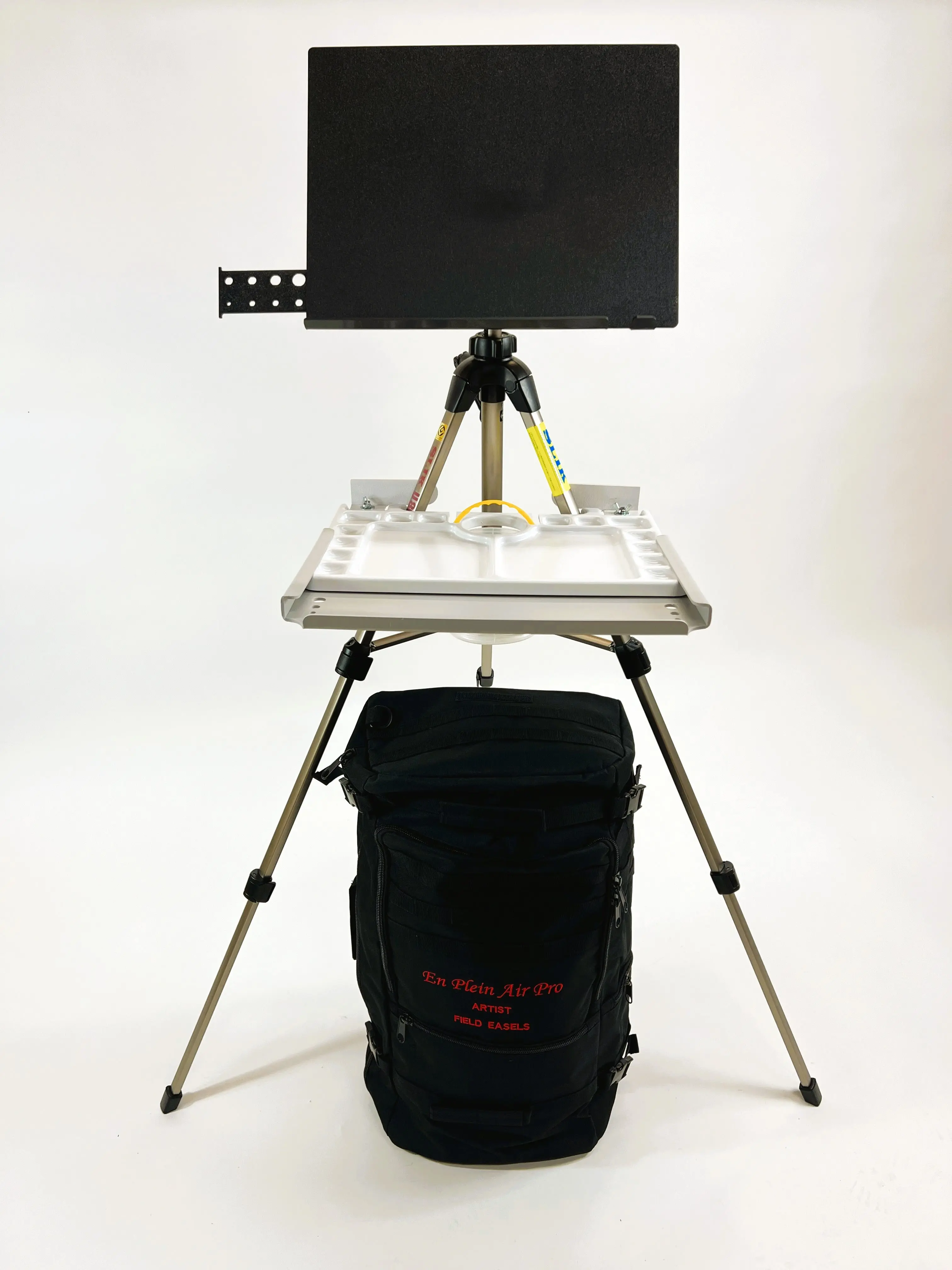 Advanced Series Collapsible PVC Watercolor Easel Package with SLIK U8000 Tripod, Tripod Mount, Quarter Sheet Palette Shelf, Quick-Setup Tabletop Leg & 60L Backpack, Watercolorists