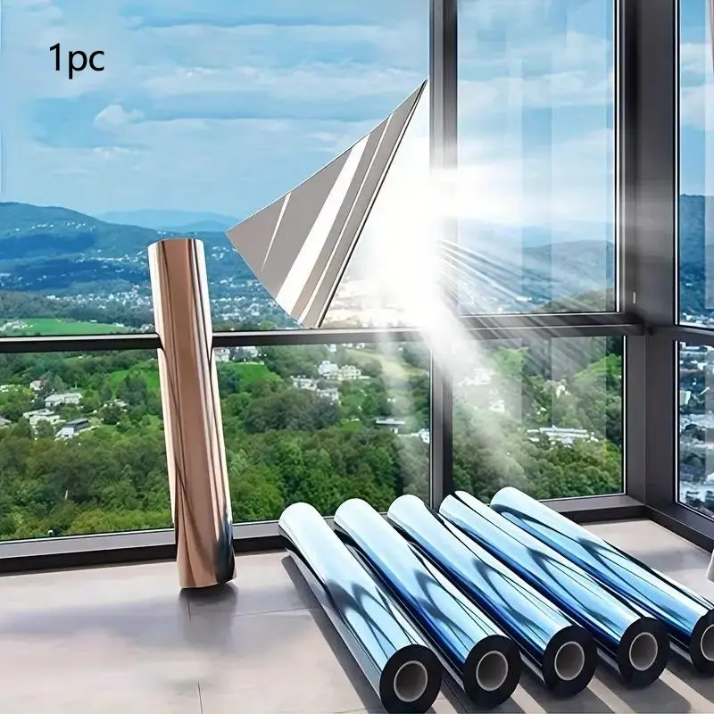 1 Roll Summer Heat-Insulating Window Film Privacy One-Way Mirror Reflection Film, Sun Shade Film, Sunscreen, Window Privacy Films, -Blocking Glass Door and Window Sticker, Window Sun Blocker for Living Room, Bedroom, Kitchen, Office, and Home Decoration
