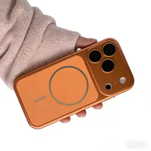 Full Coverage Matte Magnetic Phone Case for Apple 17 Pro Max 16 15 Pro Lightweight Lens Protection Orange Blue Black Silver