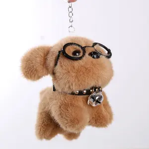 Rise Plushie Puppy Plush Cute Kawaii Gift Small Dog Doll with Glasses and Bell Charm for Girls Perfect for Collectors