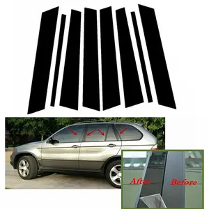 For BMW X5 E53 2000-2006, 8pcs Gloss Black Pillar Posts Window Door Column B C Sticker Car Accessories