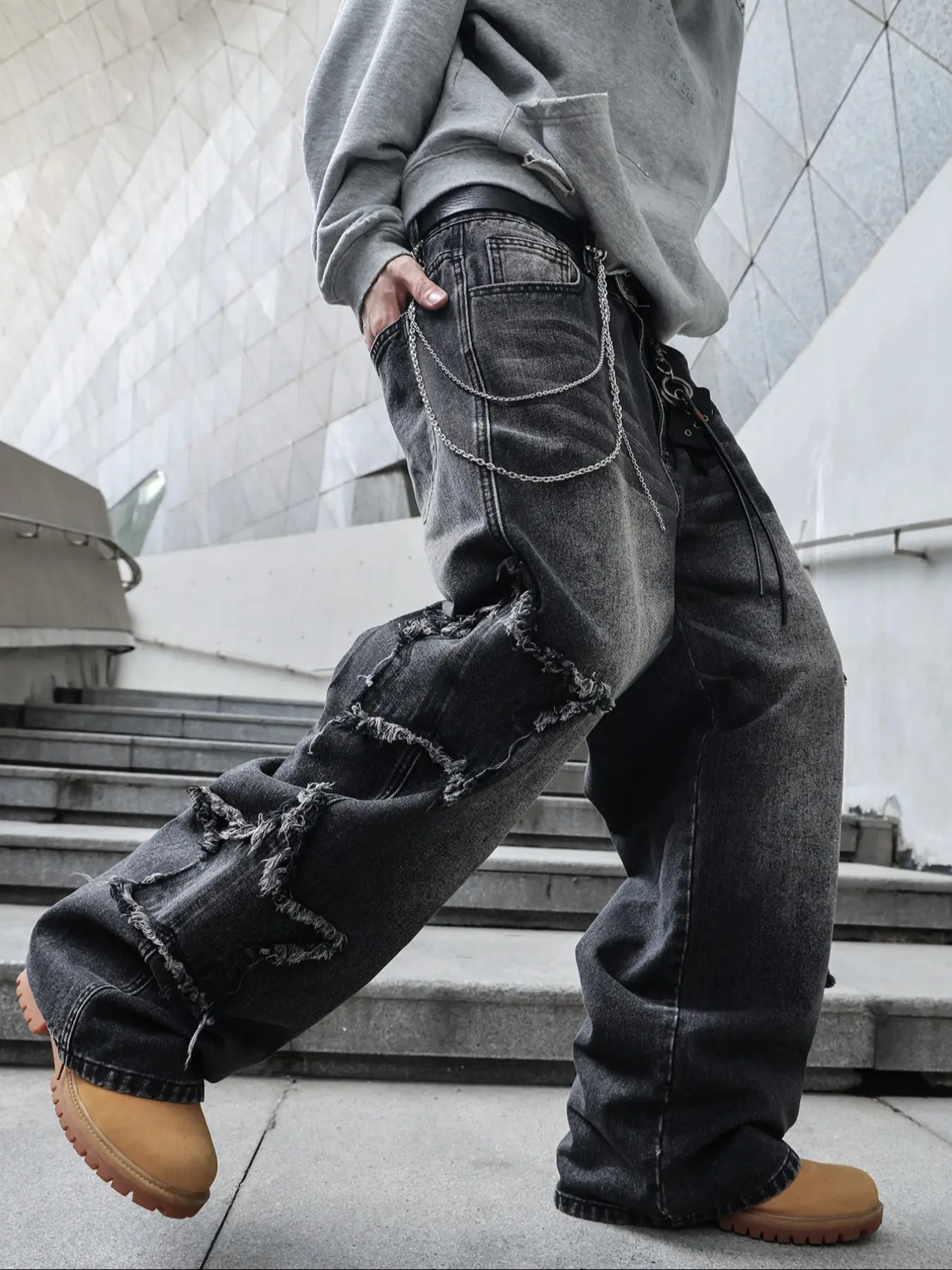 パンツ loose fit straight denim pants y2k swag Four-Season Washed Vintage Loose Straight Leg Pocket Pants Jeans