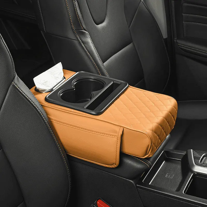 Universal Cup holder & phone storage for vehicles long distance driving traval, Car center console armrest pad, Multifunctional 4 in 1 car storage bag, Car interior accessories armrest box storage pocket, car interior accessories for stowing tidying