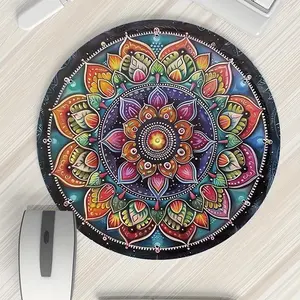 Colorful Mandala Pattern Mouse Pad, Round Mouse Pad with Non-slip Rubber Base, Decorative Mouse Mat for Gaming & Office, Desk Accessories, Gaming Mousepad