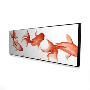 360 Stand Framed Wall Art Photo - 20x60 in. Artistic Small Red Fish Print, Home Interior Wall Decoration, Artwork, Decorative Artwork