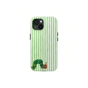 The Very Hungry Caterpillar Phone Case – Cute Storybook Cartoon Cover With Minimalist Green Striped Background, Retro Kids BookSuitable For IPhone 17 Air