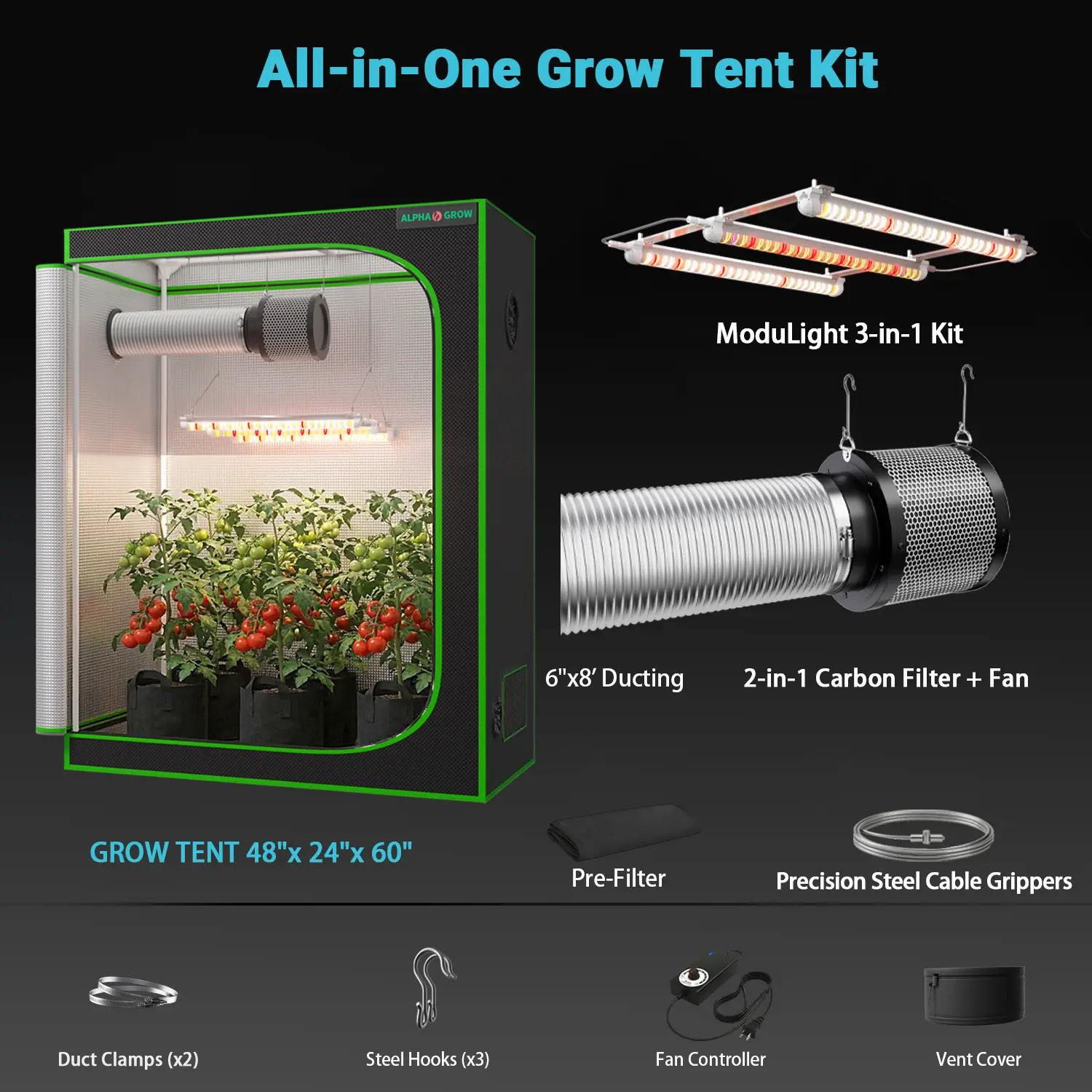 2x4 D-Door 1800D Tent + 6''Kit