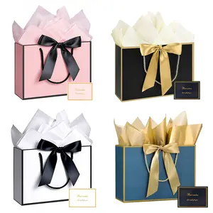 1/3sets, Large Paper Gift Bags, Gift Wrapping Supplies, Comes with Tissue Paper and Greeting Cards, Portable Gift Bags with Handles, Suitable for Women's Bridesmaids, Birthdays, Valentine's Day, Wedding Parties