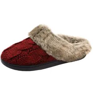 Womens Chunky Sweater Knit Slipper with Memory Foam Indoor Outdoor House Shoes