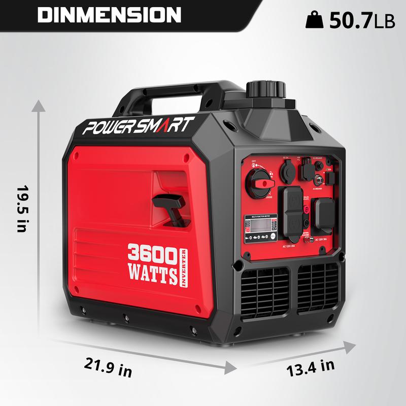 PowerSmart 3600 Watt Quiet Portable Inverter Generator, RV Ready 30A Outlet, Parallel Capable, Emergency Use Camping, EPA Compliant,Hurricane, Emergency,Safe & Long-lasting usage,Springtok(DB5035/DL5035C), generators for house power