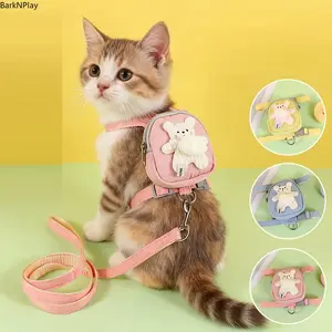 Pet Harness and Leash Set, I-Shaped Cat and Dog Traction Rope with Portable Storage Bag, Adjustable Walking Harness for Cats, Puppies and Small Dogs, Comfortable Outdoor Pet Walking Accessory
