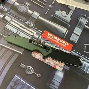 FLISSA Folding Knife, 4-3/4" Reverse Tanto Folding Pocket Knife, Black Stonewash Blade, G10 Handle, for Hunting, Survival, Camping and Outdoor Activities, Great Gifts for Dad, Husband, Friend