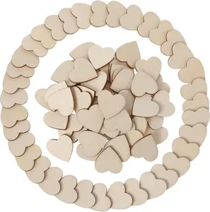 150 count Unfinished Wooden Hearts for Crafts, 1"  Hearts Wooden Craft Shapes  Cutouts Pieces for Wedding Guest Book Valentine's Day Birthday Party Decoration DIY Ornaments