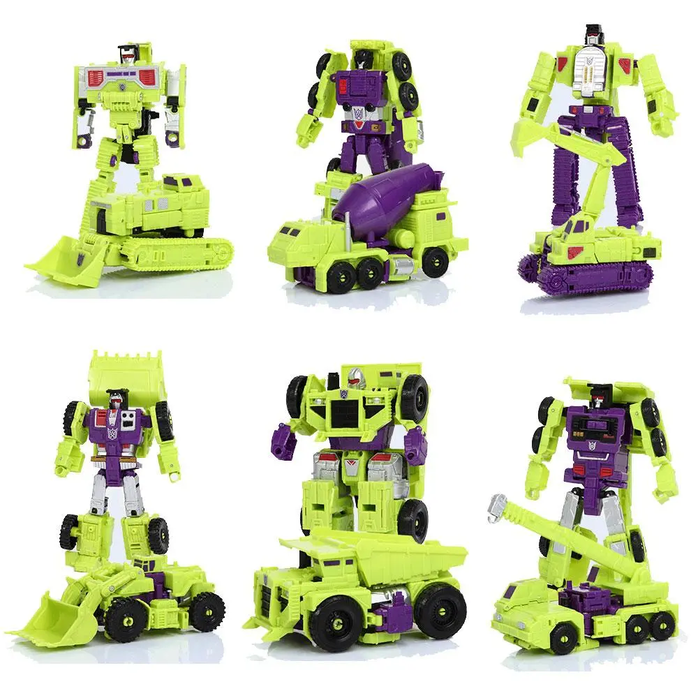 HZX 6In1 Devastator Haizhixing Toys Anime Action Figure KO G1 Robot Aircraft Engineering Vehicle Model  NO Box