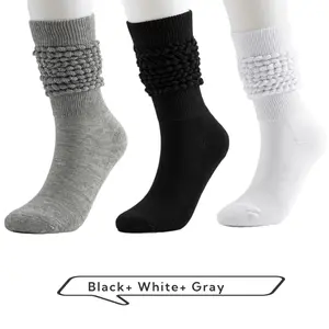  3 Pairs Fashionable Simplicity Stacked Socks for Women Men Casual Comfortable Scrunchy Tube Boot Socks Warm Bubble Socks Suitable for Autumn and Winter
