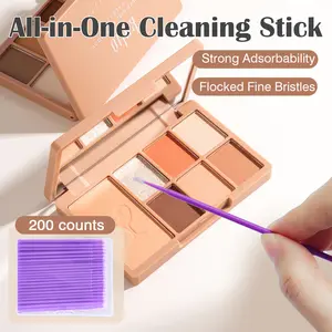 200 Counts Disposable Mini Applicators, Micro Cotton Swabs, Lash Extension Cleaning & Removal Sticks, Cosmetic Nano Swabs, Deep Purple