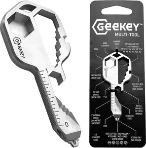 Geekey Keychain Multitool – EDC Pocket Tool with 16+ Functions, Bottle Opener, Screwdriver & Wrench, TSA-Safe