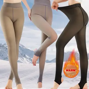 Set of 2 pairs- women’s warm plush line stirrup leggings tights- step on leggings- one size fits small to medium