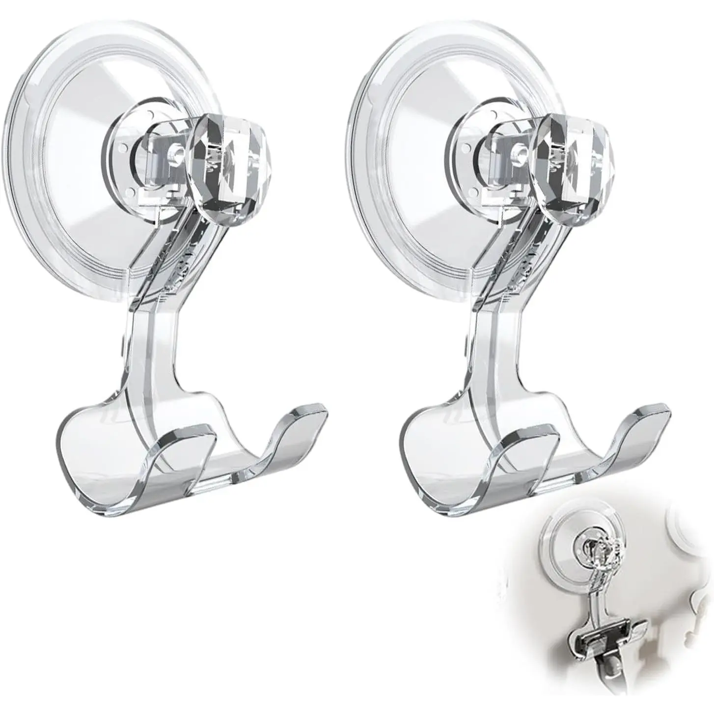 2 count Suction Cup Razor Holder for Shower, Clear  His and Hers Razor Hooks