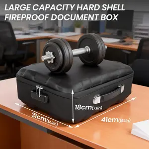 Fireproof Document Box, Hard Case Fireproof File Organizer Box with Lock and 13 Pocket Accordion File Folder, Portable Safe Box for Office Storage Important Documents (Black)