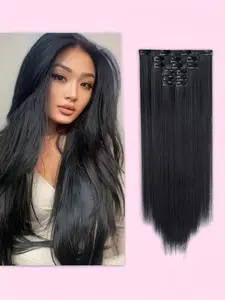 8pcs (Full Head) Brazilian Human Hair Clip-In Extensions - Glueless Silky Straight Hair 120g/8pcs/Set for - Volume & Length, Natural Look Clip-On Hair Extensions for all head sizes Human Hair Pieces