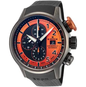 Edox Men's Chronorally 45mm Automatic Watch 01129-TNGOCA-ONB